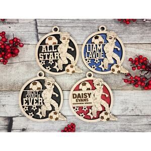 Personalized Animated Soccer Ornaments Male or Female Custom Christmas Gift